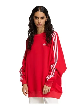 Sweat-shirt 3 Stripes Oversized Adilenium Crew Better Scarlet / White 2XL - Adidas Originals - FashionsVida