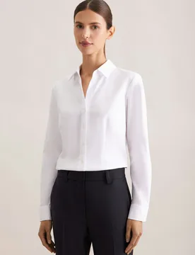 Hemdbluse aus Twill slim fit Weiß 40 - Seidensticker - FashionsVida