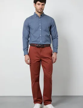 Men's Burnt Orange Premium Chino Trousers Size: 30R - Burnt Orange - Size: 30R - Debenhams - FashionsVida