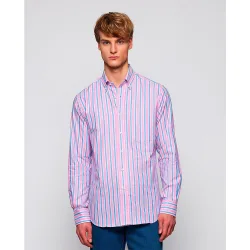 Camisa de hombre casual manga larga rayas oxford