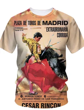 Toros Bullfight 3D Printing T Shirt Man Summer O-Neck Short Sleeve Oversized Top Casual Tee Loose Streetwear Unisex Harajaku - Aliexpress - FashionsVida