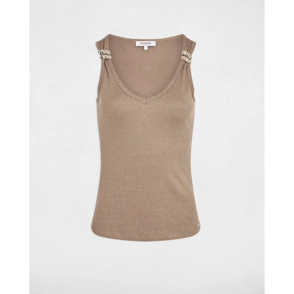 Top de mujer ajustado con tirantes con charm - Morgan - FashionsVida