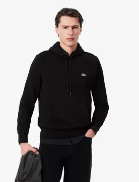 Cotton Rich Long Sleeve Hoodie Black male - Lacoste - FashionsVida
