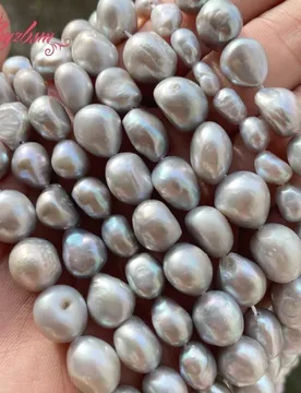 Natural Potato Beads High Quality Punch Gray Freshwater Pearl Beads for DIY Elegant Necklace Bracelet Earring Jewelry Making 15" - Aliexpress - FashionsVida