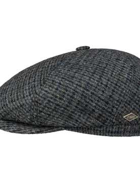 Harris Tweed Wool Flat Cap by - navy - Size: 60 cm - JJ Hats - FashionsVida