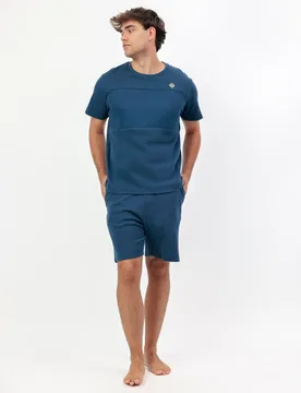 Pijama corto de hombre de punto waffle con pantalón con bolsillos - Admas - FashionsVida