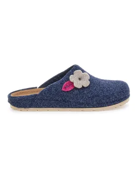 Ciabatte avio in feltro con fiore e foglia 12 NB 37 - Inblu - FashionsVida