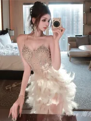 Elegant and short skirt vacation fashion show party evening dress