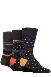 Mens 3 Pair Patterned Bamboo Socks Mustard Metropolis 6-11 - Multi Coloured - Size: 6-11 Mens