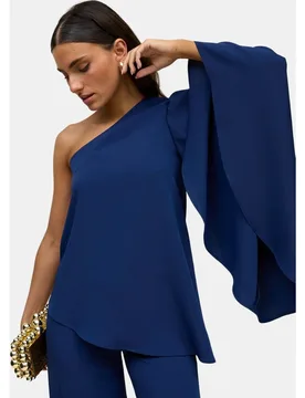 Blusa de mujer asimétrica con manga acampanada - MIPHAI - FashionsVida