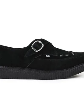 Unisex Pointed Creeper Black Suede Monk Buckle Platform - A8139 - Size Eu 42 - T.U.K. Shoes - FashionsVida