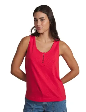 T-shirt Sans Manches Rommydeb Hibiscus / Red M - TBS - FashionsVida