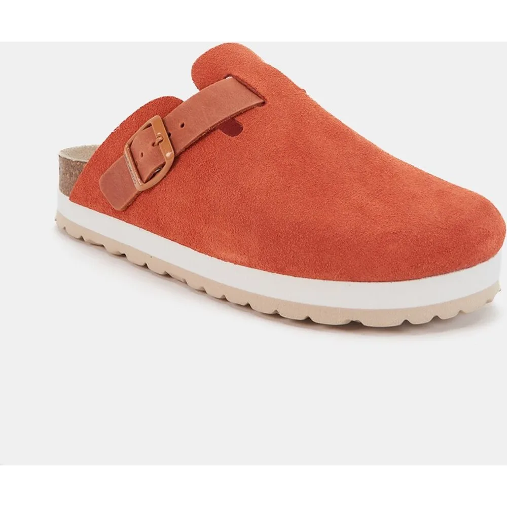 Zuecos de mujer ajustables en serraje con plataforma - Abbacino - FashionsVida