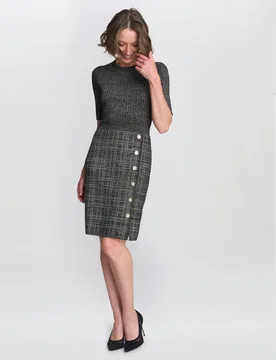 Womens Antonella Button Detail Knit Dress - Black - Size Small - Gina Bacconi - FashionsVida