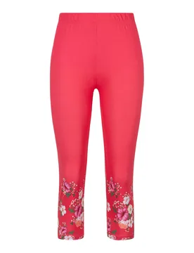 Capri-Leggings „Blütenzauber“ rot M Damen - wedolina - FashionsVida