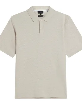 Mens Redman Regular Textured Ecru Polo Shirt - White Cotton - Size Medium - Ted baker - FashionsVida