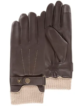 Gants tactiles cuir tricot Marron marron 9 - Isotoner - FashionsVida