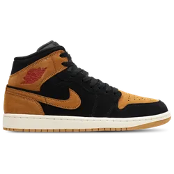 Aj1 Mid Men's Sneakers - Black - Size 8.5 - Leather & Synthetics - Black - Size: 8.5