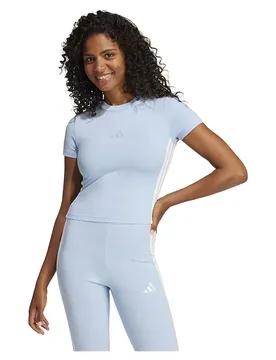 T-shirt à Manches Courtes Essentials 3 Stripes Slim Baby Glow Blue / White L - Adidas - FashionsVida