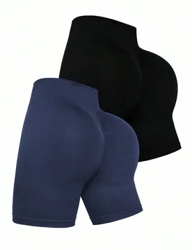 Pantalones cortos deportivos de mujer de unicolor, cintura alta, versátiles para uso diario M - Shein - FashionsVida