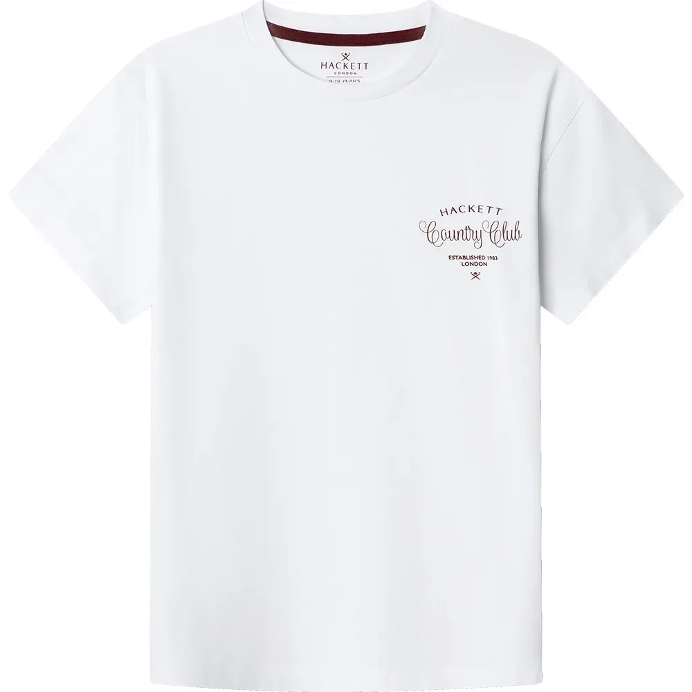 Maglietta A Maniche Corte Hk5000052 Optic White 11 Anni - Hackett - FashionsVida