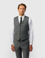 Tailored Fit Wool Blend Check Waistcoat Grey male