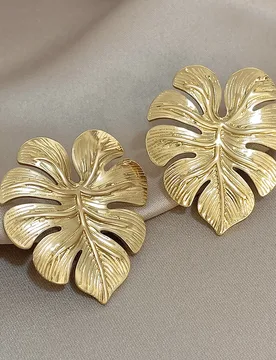 Elegant Stainless Steel Large Leaf Stud Earrings for Women Waterproof Smooth Golden Metal Piercing Earrings 2025 Trendy Jewelry - Aliexpress - FashionsVida