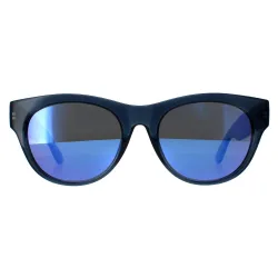 Unisex Round Blue Crystal Chromapop Violet Mirror Sophisticate Sunglasses - Blue - Size: One Size
