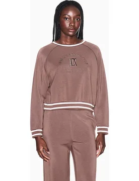 Sudadera de mujer con logo frontal en interlock - Armani Exchange - FashionsVida