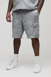 Mens Plus Antique Faux Suede Relaxed Fit Shorts - Grey - Size 2xl