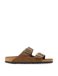 Arizona Leather Buckle Flat Sandals Brown female