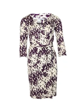 Women's Preloved New Julian Printed Wrap Dress in Purple Silk Size: Small - Purple - Size: S - Diane von Furstenberg - FashionsVida
