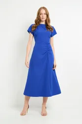 Womens Seam Waist Fit & Flare Dress - Blue - Size 14 Uk