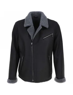 Mens Side Zip Pilot Jacket - Black Leather - Size 4xl - Fenland Sheepskin - FashionsVida