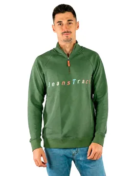 Felpa Con Mezza Zip Twilight Khaki - Jeanstrack - FashionsVida
