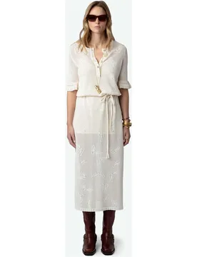 Zadig & Voltaire - Vestido Salmy Wings en punto calado con cinturón extraíble - Zadig & Voltaire - FashionsVida