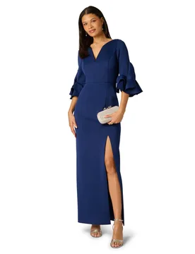 Women's Scuba Ankle Dress in Navy Size: 10 - Navy - Size: 10 - Adrianna Papell - FashionsVida