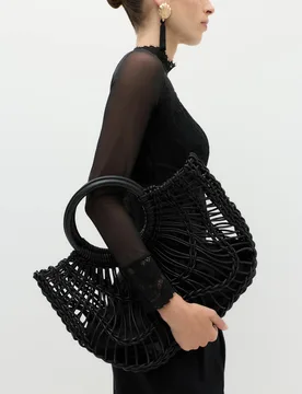 Large Open Weave Grab Bag Black female - M&S - FashionsVida
