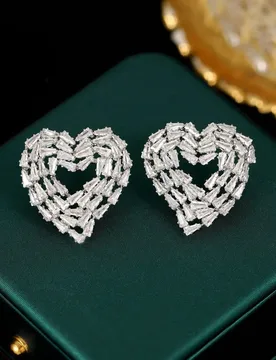 Korean Style Square Zircon Heart-shaped Earrings for Party or Wedding - Aliexpress - FashionsVida