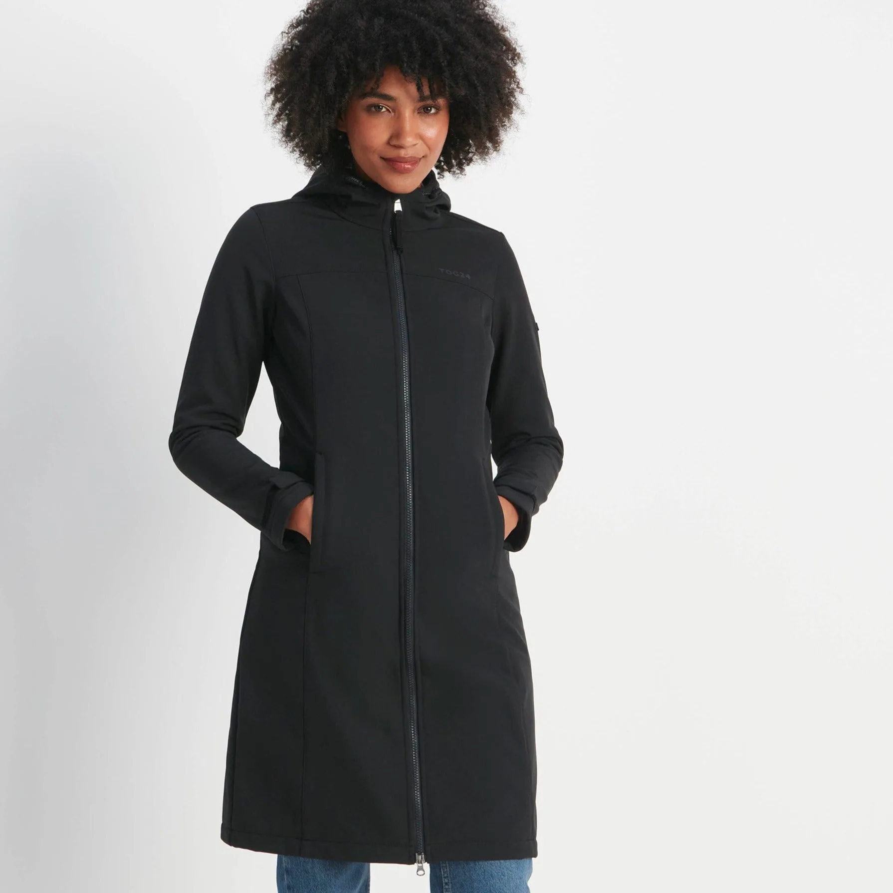 Marina Womens Extra Long Softshell Jacket Black - Size 16 Uk - TOG24 - FashionsVida