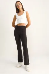 Womens High-Waist Flare Leggings - Black - Size Small