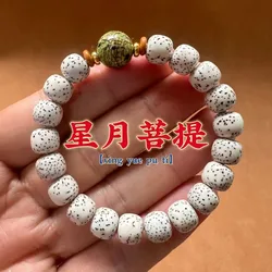 Star and Moon Bead Bracelet, Single Strand, Natural Bodhi Beads from Hainan, Unisex Buddhist Jewelry, Wholesale Antique-St
