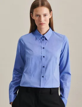Hemdbluse mit Abnähern regular fit Blau 34 - Seidensticker - FashionsVida