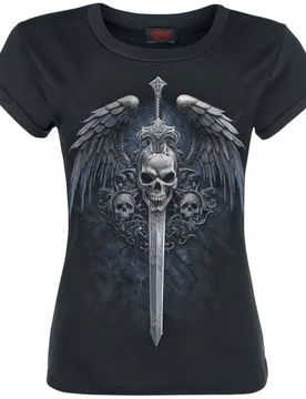 T-Shirt - Angel Sword - T-Shirt - S bis L - für Damen - Größe L - schwarz - Frauen - female - Spiral - FashionsVida