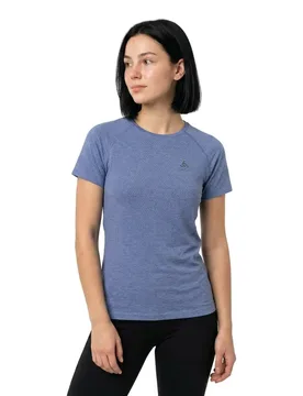 Maglietta A Maniche Corte Crew Essential Seamless Persian Jewel Melange S - Odlo - FashionsVida