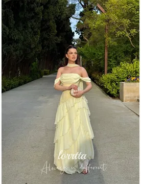Lorrtta Chiffon Off The Shoulder Ivory A-Line Evening Dress 2026 Prom Dress Formal Elegant Ruffles Customized Robes de Soirée - Aliexpress - FashionsVida