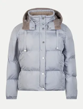 Kurze Steppjacke mit Kapuze 710-blau 40 - White Label - FashionsVida