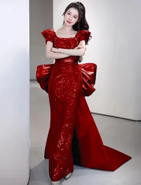 A new fish-tail toasting wine red sequined dress - Aliexpress - FashionsVida