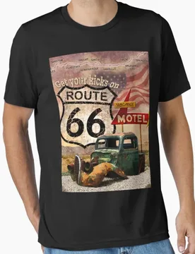 Get your Kicks on Route 66 us highway sign Vintage The Mother Road printed T Shirt for men large size Adult tops S-6XL - Aliexpress - FashionsVida