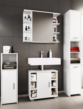 Badmöbelset Badezimmer Set "Zalo I" Weiß 4-tlg - VCM - FashionsVida